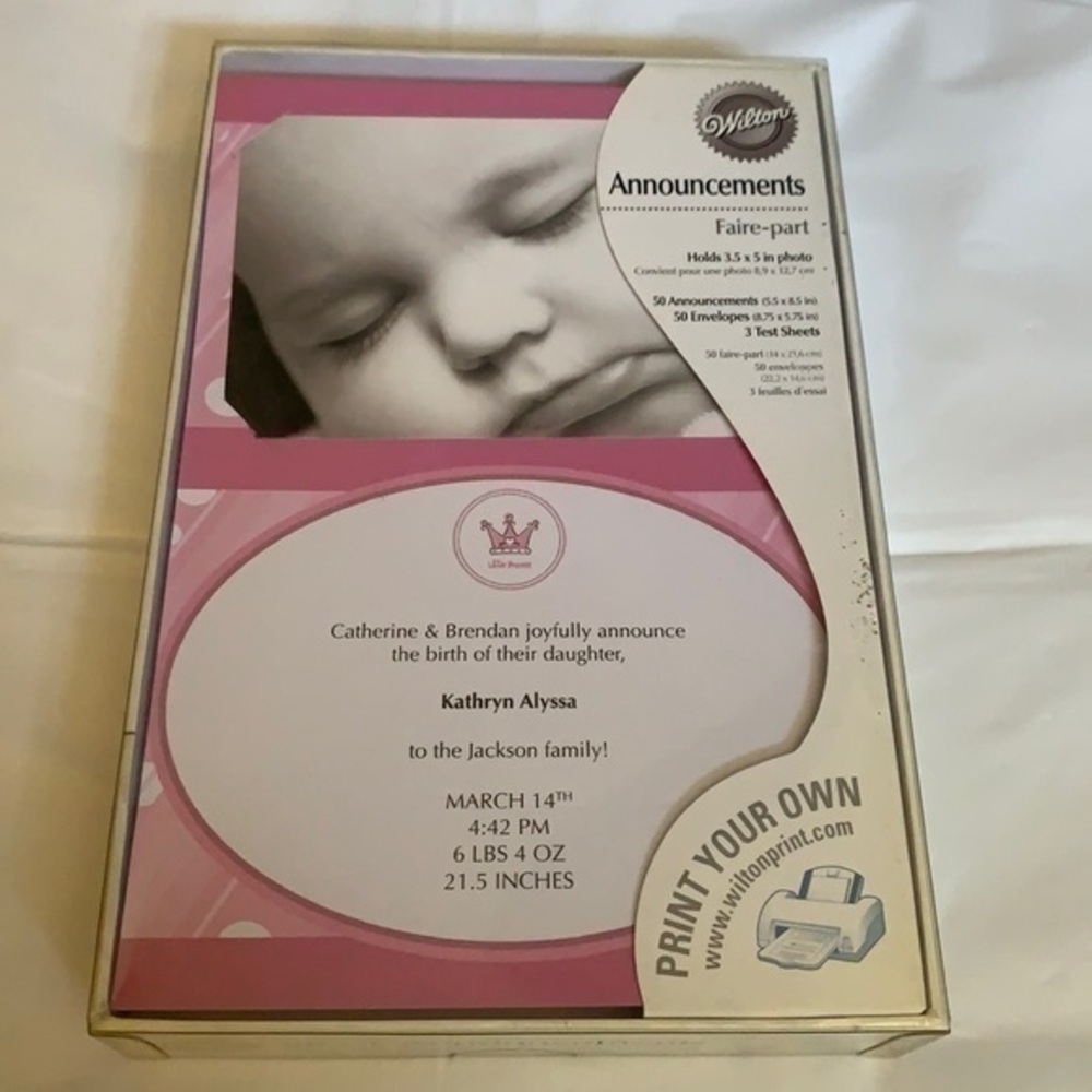 Wiltons ANNOUNCEMENTS/ Birth announments
